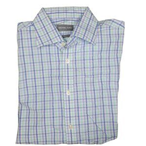Michael Kors Men's Slim Fit Checkered Button-Up Shirt fall Size large 32/33 16